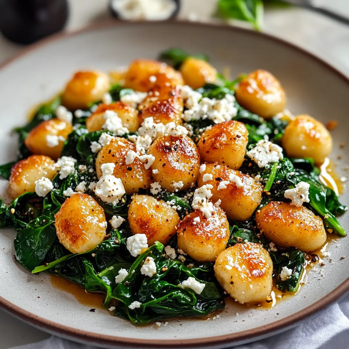 Crispy Gnocchi With Spinach And Feta
