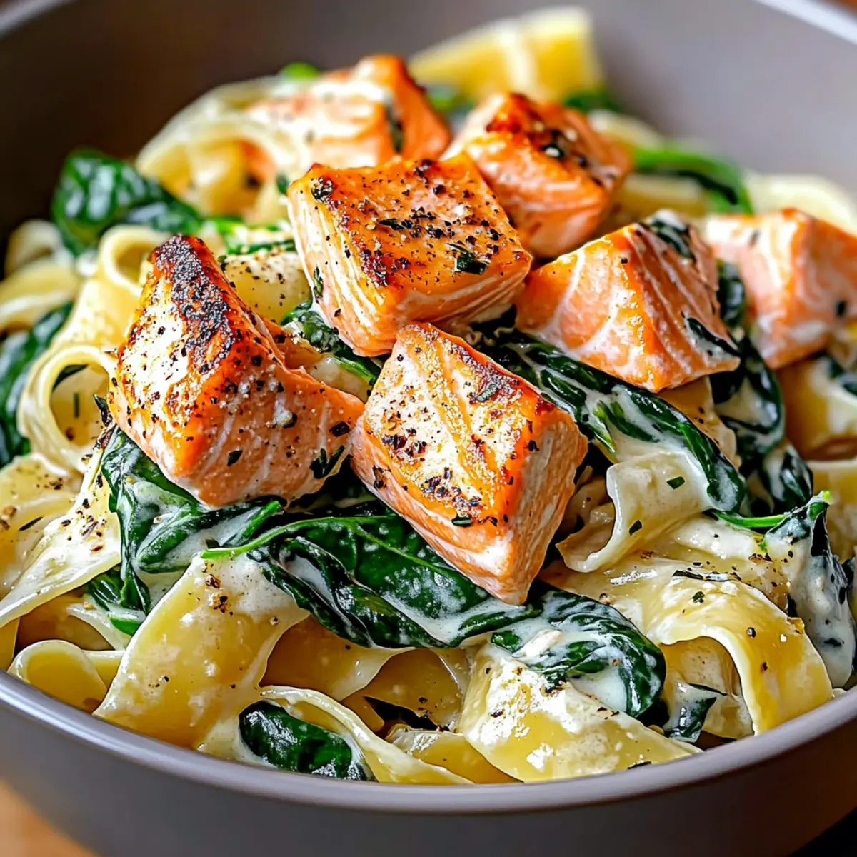 Salmon Spinach Pasta Dish