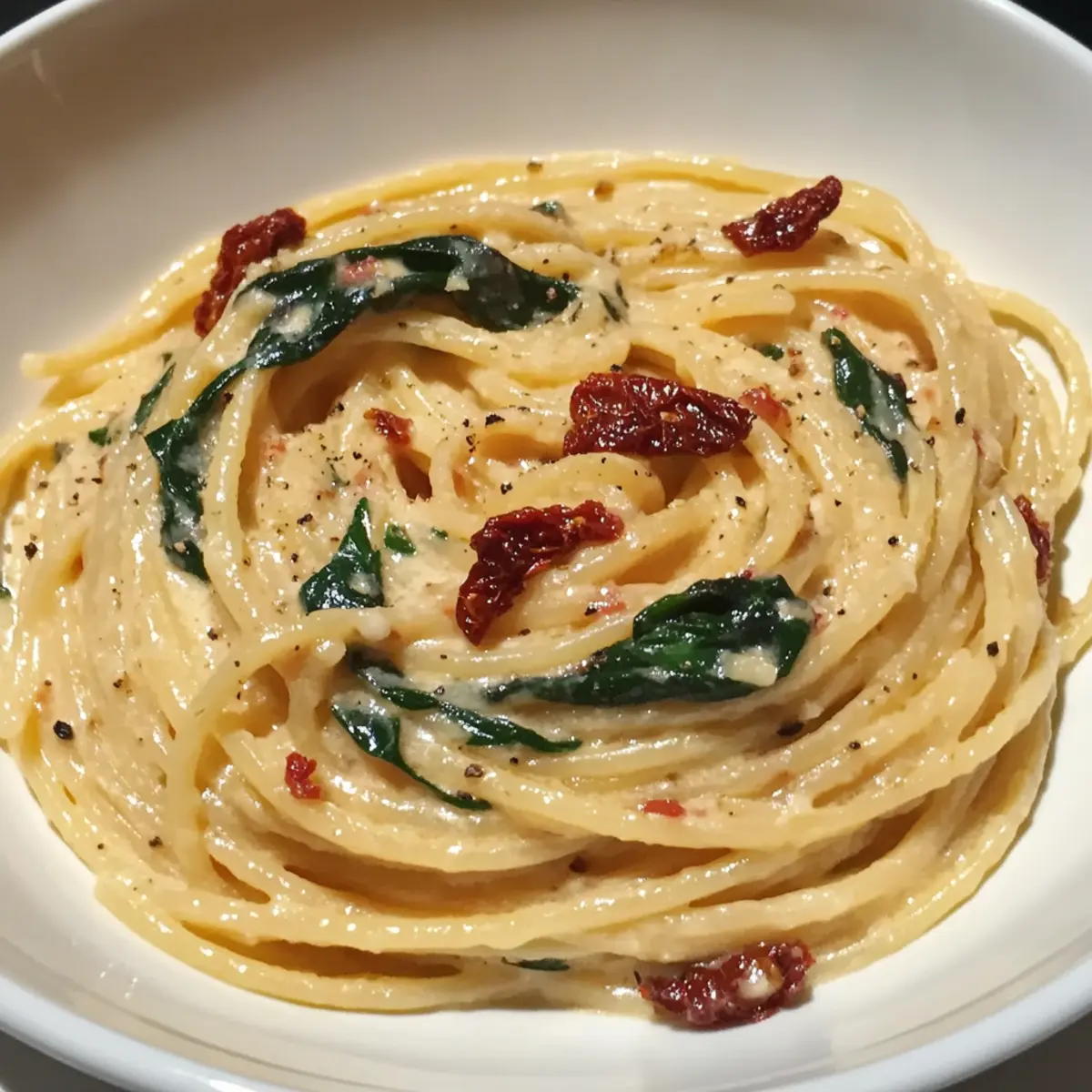 Spinach with Sun-Dried Tomato Cream
