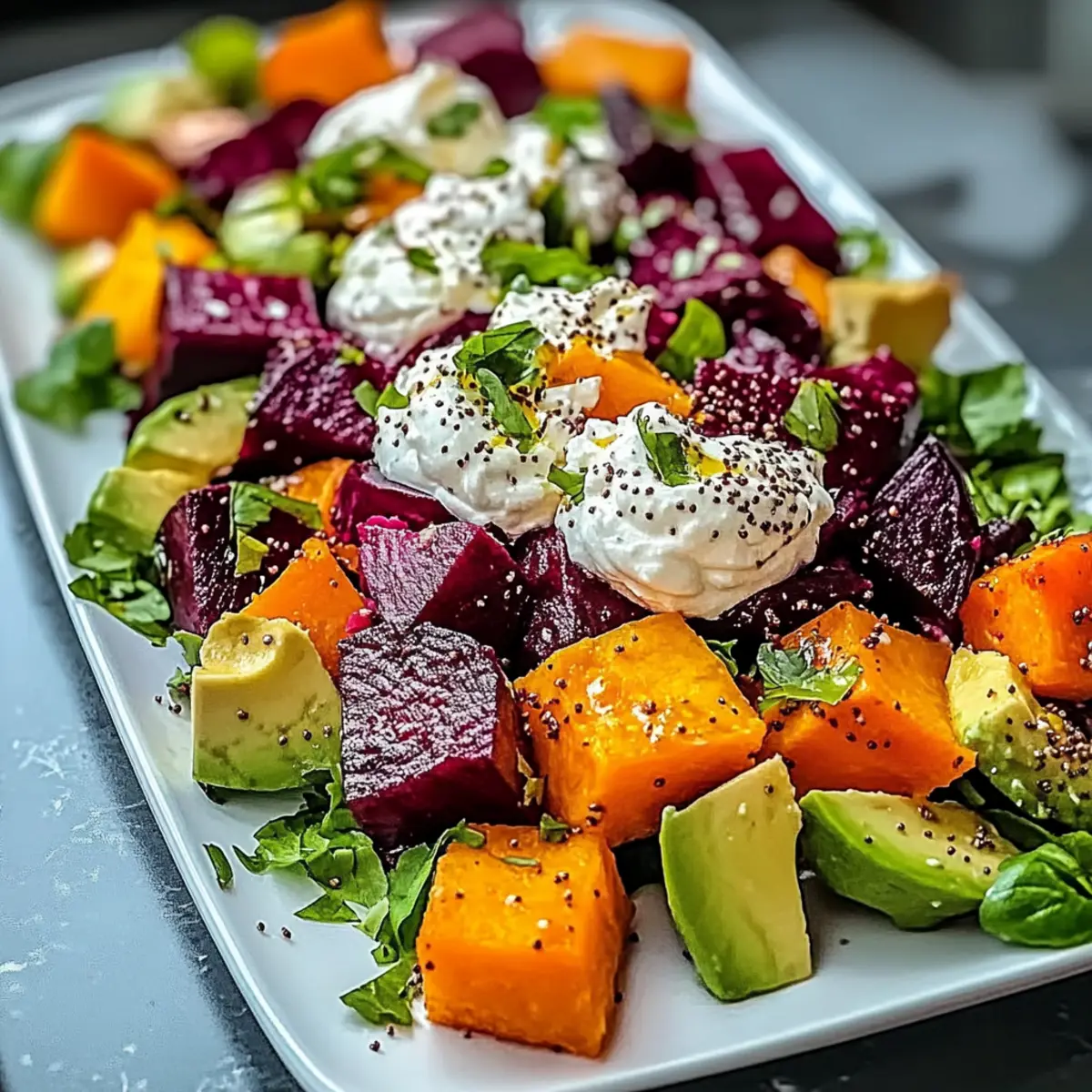 oasted Beet, Sweet Potato & Avocado Salad