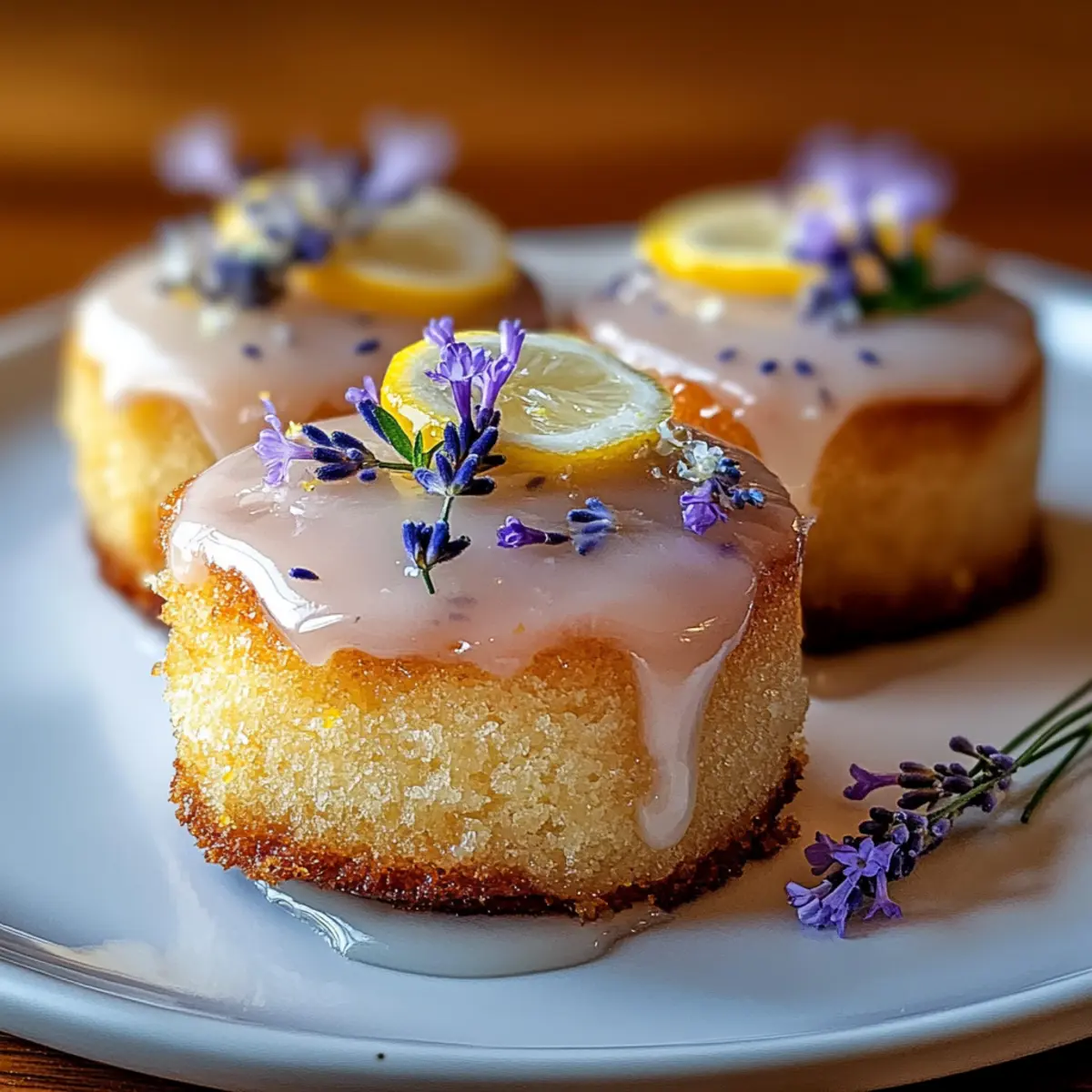 Mini Lemon Cakes with Lavender Glaze