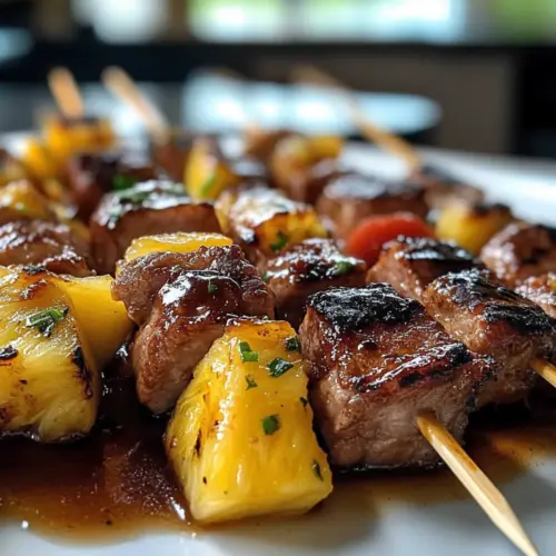 Pineapple BBQ Pork Skewers